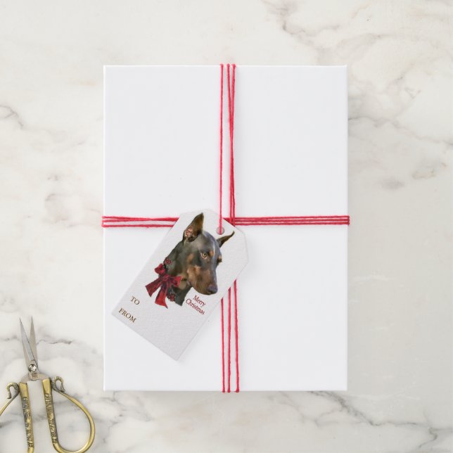 Doberman Pinscher Christmas Gifts Gift Tags (With Twine)