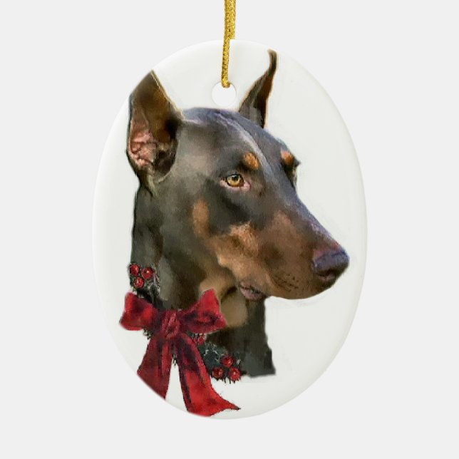 Doberman Pinscher Christmas Gifts Ornament (Front)