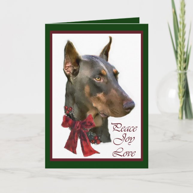 Doberman Pinscher Christmas Holiday Card (Front)