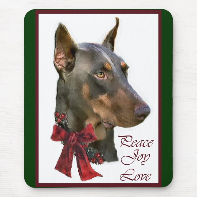 Doberman Pinscher Christmas Mouse Pad (Front)