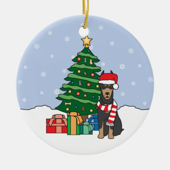 Doberman Pinscher Christmas Ornament (Front)