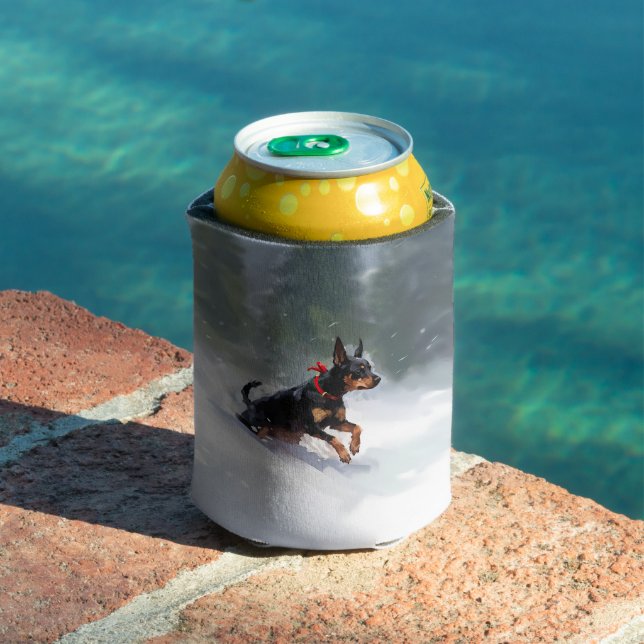 Doberman Pinscher Christmas snow winter Can Cooler (In Situ Pool)