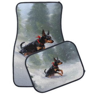 Doberman Pinscher Christmas snow winter Car Floor Mat