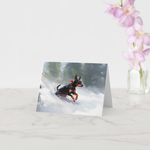 Doberman Pinscher Christmas snow winter Card