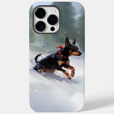 Doberman Pinscher Christmas snow winter Case-Mate iPhone 14 Pro Max Case