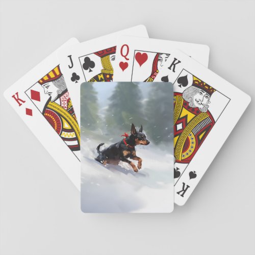 Doberman Pinscher Christmas snow winter Poker Cards