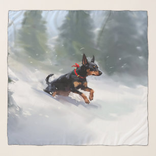 Doberman Pinscher Christmas snow winter Scarf