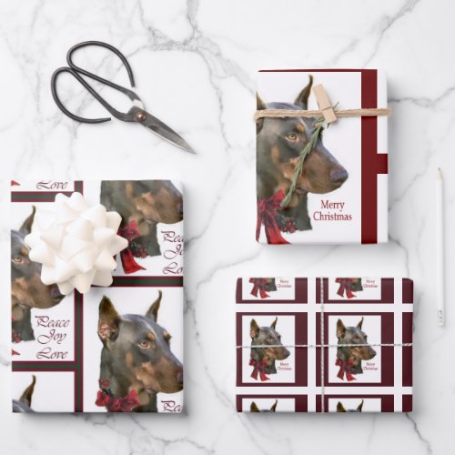 Doberman Pinscher Christmas Wrapping Paper Sheets