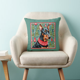 Doberman Pinscher Cute Sofa  Throw Pillow