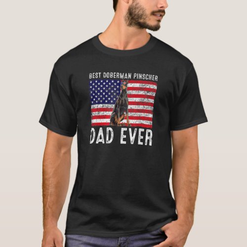 Doberman Pinscher Dad Usa American Flag Dog  Owner T_Shirt