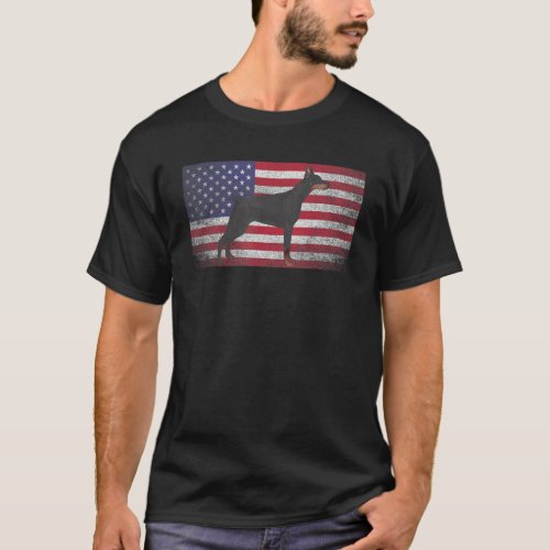 Doberman Pinscher Dog 4th Of July American Flag Am T-Shirt