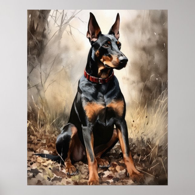 Doberman Pinscher Dog Art Print Poster (Front)