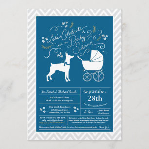 Doberman Pinscher Dog Baby Shower Blue Boy Invitation