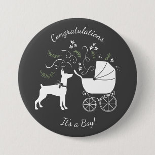 Doberman Pinscher Dog Baby Shower Button