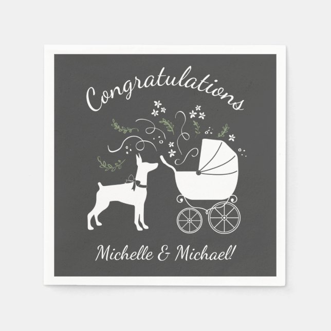 Doberman Pinscher Dog Baby Shower Napkins (Front)