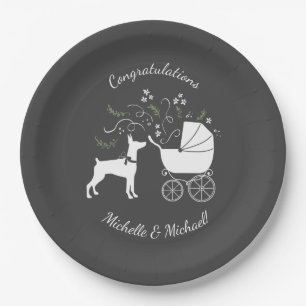 Doberman Pinscher Dog Baby Shower Paper Plates