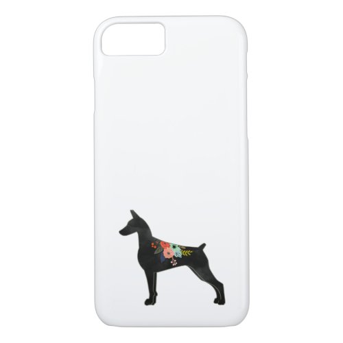Doberman Pinscher Dog Breed Boho Floral Silhouette iPhone 87 Case