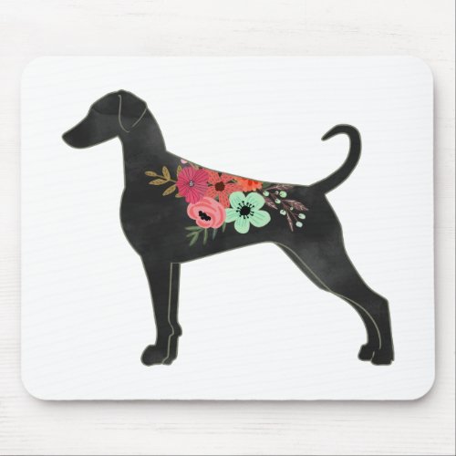 Doberman Pinscher Dog Breed Boho Floral Silhouette Mouse Pad
