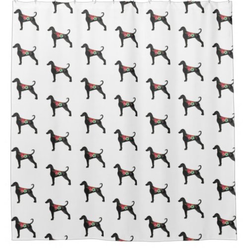 Doberman Pinscher Dog Breed Boho Floral Silhouette Shower Curtain