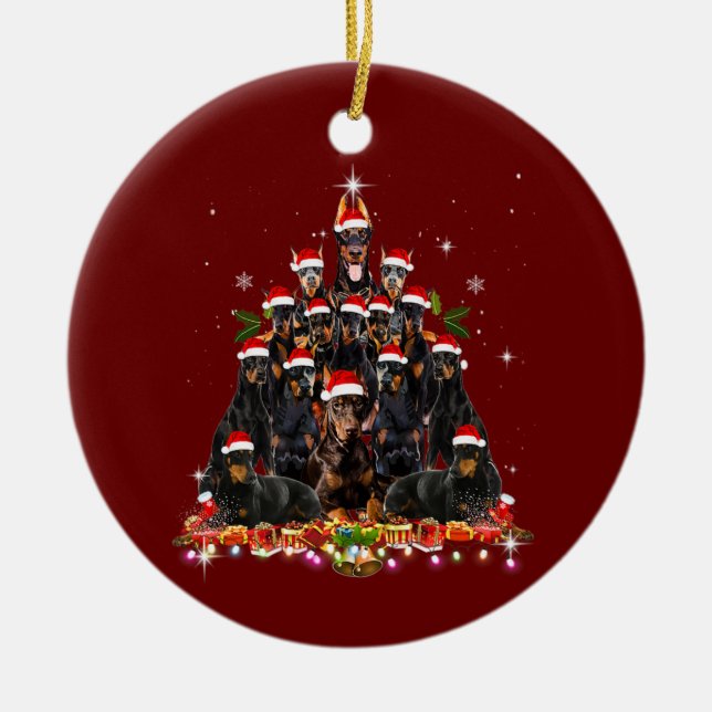 Doberman Pinscher Dog Ceramic Ornament (Front)