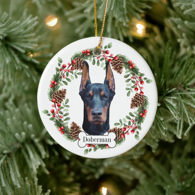 Doberman Pinscher dog Ceramic Ornament (Tree)