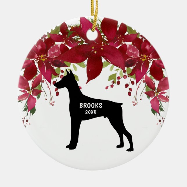 Doberman Pinscher Dog Christmas Tree Ceramic Ornament (Front)