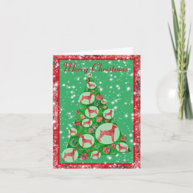 Doberman Pinscher Dog Christmas Tree Cute Card (Front)