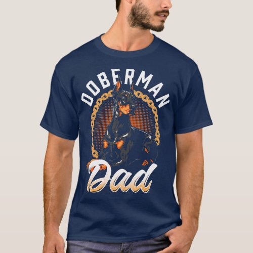 Doberman Pinscher Dog Dad Silhouette Fur Dog Papa  T_Shirt