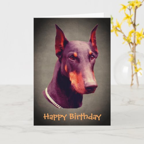 Doberman Pinscher Dog Face Birthday Card