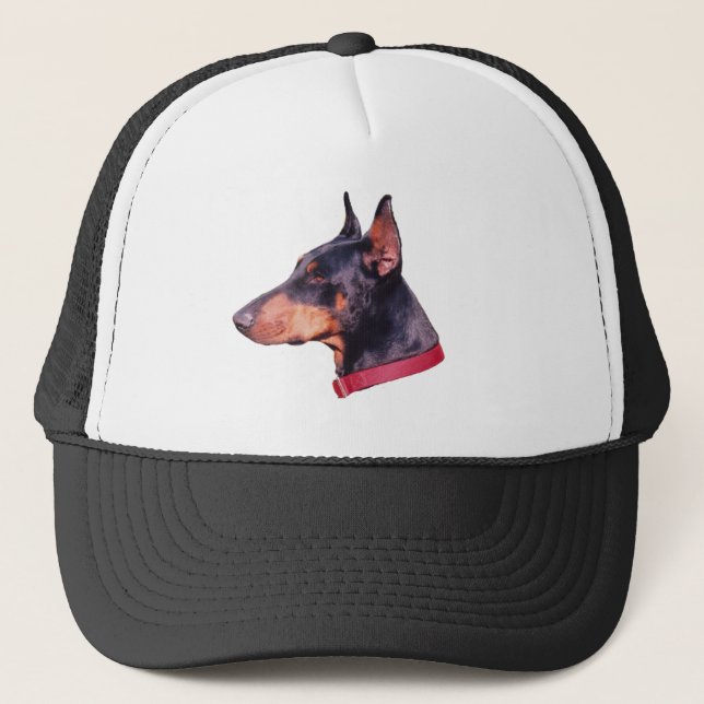 Doberman Pinscher Dog Face  Trucker Hat (Front)