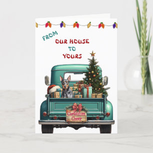 Doberman Pinscher Dog Farm Truck Christmas Card