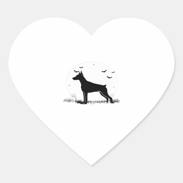 Doberman Pinscher Dog � Halloween Moon Silhouette  Heart Sticker (Front)