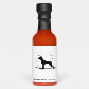 Doberman Pinscher Dog � Halloween Moon Silhouette Hot Sauces