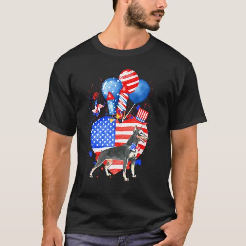 Doberman Pinscher Dog Merica 4th Of July American  T-Shirt