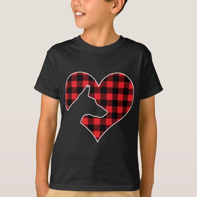 Doberman Pinscher Dog Merry Christmas Buffalo Plai T-Shirt (Front)