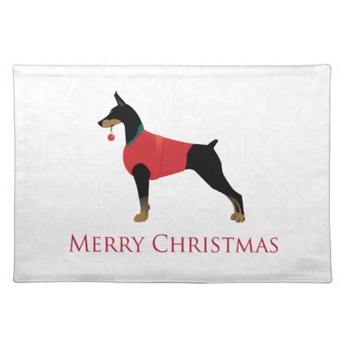 Doberman Pinscher Dog Merry Christmas Design Cloth Placemat