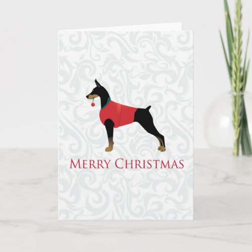 Doberman Pinscher Dog Merry Christmas Design Holiday Card
