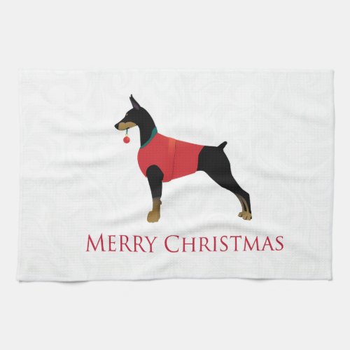Doberman Pinscher Dog Merry Christmas Design Kitchen Towel