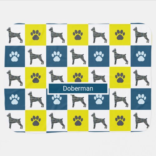 Doberman Pinscher Dog  Paw Print YB Grid Baby Blanket