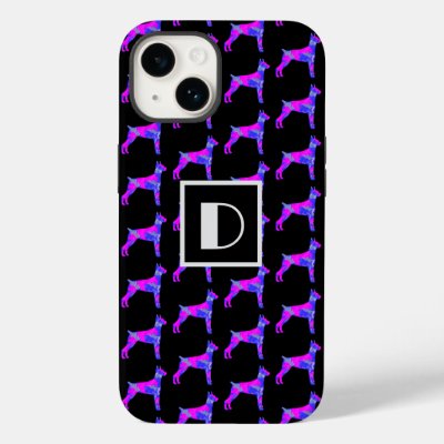 Doberman Pinscher Dog Pink Silhouette Mono Black Case-Mate iPhone 14 Case