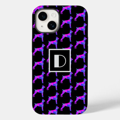 Doberman Pinscher Dog Pink Silhouette Mono Black Case_Mate iPhone 14 Case