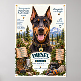 Doberman Pinscher Dog Portrait | Diesel No. 20 Poster