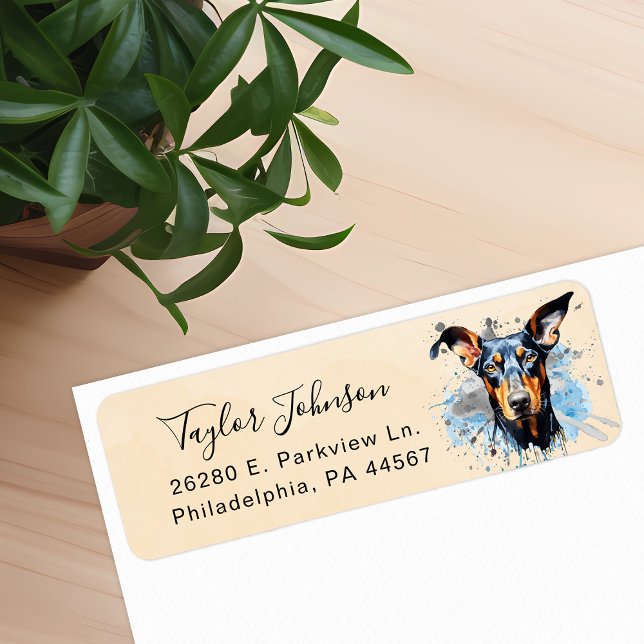 Doberman Pinscher Dog Return Address Label (Creator Uploaded)