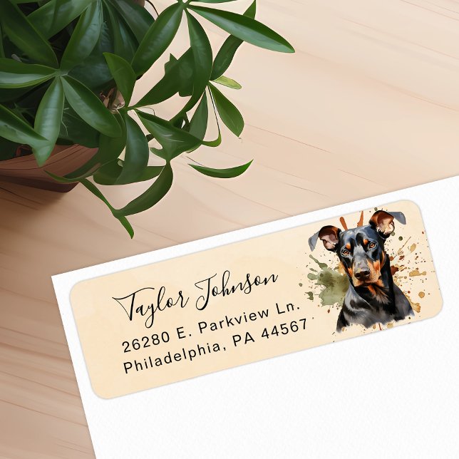 Doberman Pinscher Dog Return Address Label (Creator Uploaded)