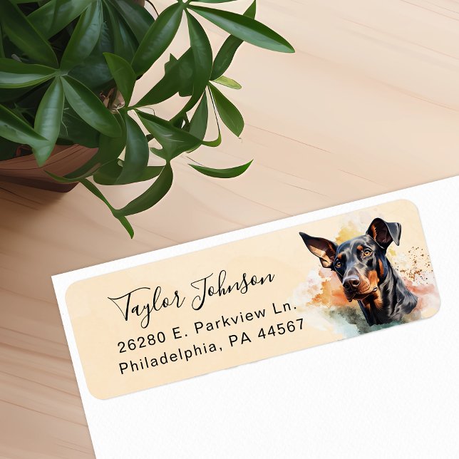 Doberman Pinscher Dog Return Address Label (Creator Uploaded)