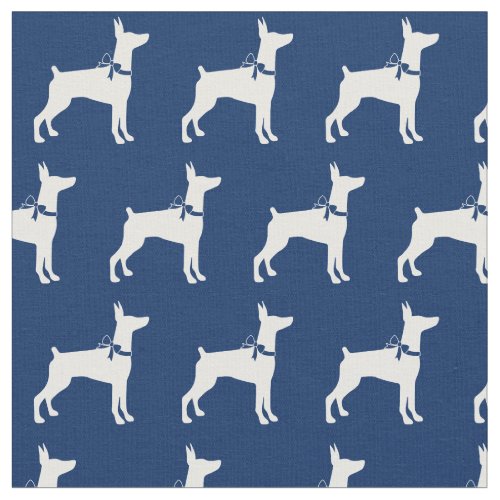 Doberman Pinscher Dog Silhouette Dobie Navy Blue Fabric