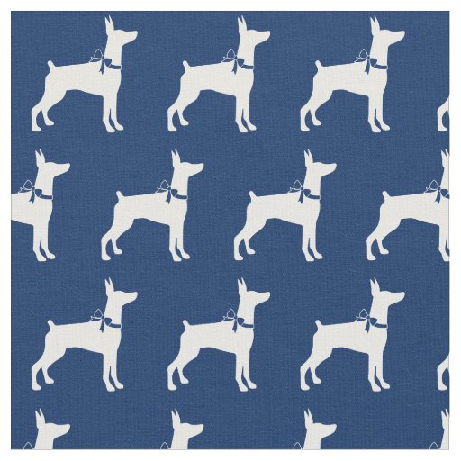 Doberman Pinscher Dog Silhouette Dobie Navy Blue Fabric