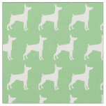 Doberman Pinscher Dog Silhouette Dobie Sage Green Fabric