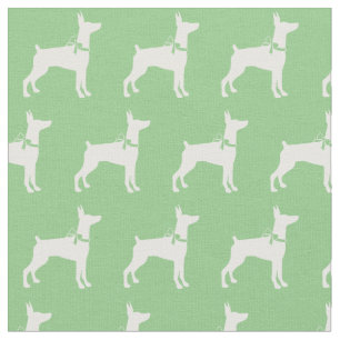 Doberman Pinscher Dog Silhouette Dobie Sage Green Fabric