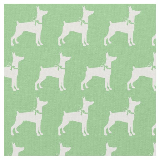 Doberman Pinscher Dog Silhouette Dobie Sage Green Fabric